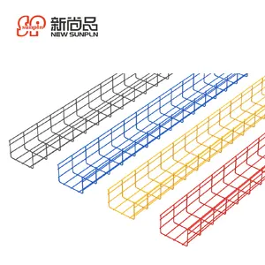 Ningbo Sunpln Factory Customize Size 200mm Width Wire Mesh Cable Tray Outdoor 304 Ss316 Basket Aluminum Solid Blue-white zinc