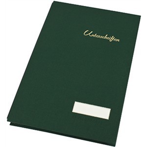 Carpeta de firmas 20 bolsillos verde 240x350x30mm lino - Product Image 1