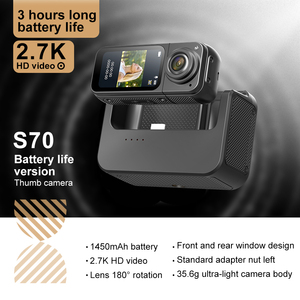 Mini <span class=keywords><strong>caméra</strong></span> à écran tactile à 180 degrés <span class=keywords><strong>avec</strong></span> étui de charge pour <span class=keywords><strong>vlog</strong></span>, course à pied, cyclisme, randonnée, aventure en plein air - Product Image 1