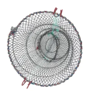 Collapsible HDPE Multifilament Bow Net Thailand Trap Crab Trap Fishing Net 2 Holes Fish Trap Net