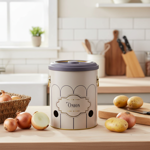 5L Retro Onion Metal <b>Storage</b> Bin Ø175x225mm Food <b>Container</b> for Potato and Onion for <b>Kitchen</b> Organization - Product Image 3