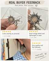 Boucles d'oreilles pendantes géométriques gothiques en forme de soleil, en acier inoxydable, ton argent antique, pour femmes, style punk, vente en gros