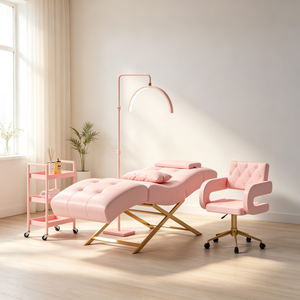Mobilier Moderne de Luxe Rose Or pour Salon de Beauté, Lit de Spa Facial Inclinable et Réglable, Lit pour Cils et Sourcils à Vendre - Product Image 1