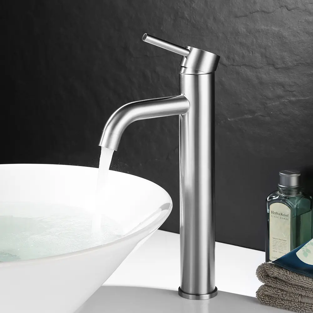 Filigrana Extended in acciaio inox spazzolato lavabo miscelatore bagno rubinetto del bacino Rubinetteria filigrana alto lavabo miscelatore
