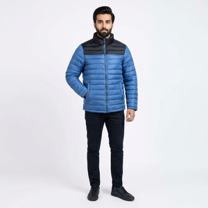 New Arrived Men's Canvas Puffer Jacket <b>Warm</b> <b>Waterproof</b> Winter Quilted Stand Collar Eco-Friendly Slim Fit Outdoor Coat Front Logo - Product Image 1
