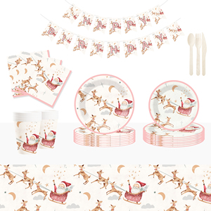 DAMAI Christmas Party Supplies Father Christmas Paper Plates Napkins Xmas Gnome Party Disposable Tableware Set Decorations - Product Image 1