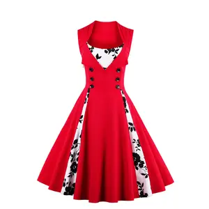 MXN 1357 retro vintage midi vestido 1950s rockabilly flor balanço elegante túnica vestido casual vestidos de festa de verão para as mulheres