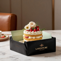 Boîte à gâteau rectangulaire recyclable en gros avec fenêtre, en carton imprimé en héliogravure, pour boulangerie, cadeau, alimentaire, avec logo personnalisé