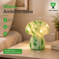 Lampe de table en verre en forme de champignon rechargeable USB-C, 3 températures de couleur, tactile, à intensité variable, sans fil, pour la décoration intérieure, cadeau, chevet