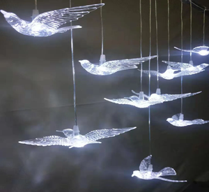 10 uçan kuş kafaları ile LED avize ışık lamba düğün için şeffaf akrilik tavan dekorasyonu - Product Image 4