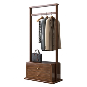 Porte-manteaux verticaux en bois de noyer avec tiroir pour suspendre les vêtements, meubles de salon - Product Image 1