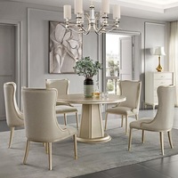 Table ronde simple moderne américaine de luxe légère table à manger et chaise en bois massif européen combinaison table de restaurant pour la maison