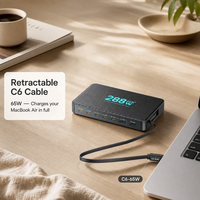 Chargeur de bureau USB-C GaN 288W 8-en-1 avec station de charge rapide PD 100W et câble rétractable pour ordinateur portable et tablette – Vente en gros