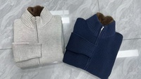Cardigan Confortable en Laine pour Homme, Col Amovible en Fausse Fourrure, Double Fermeture Éclair, Grande Taille, Tricoté, ODM, Collection Hiver
