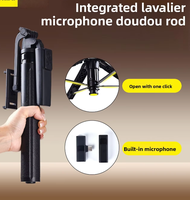 Nouveau support de microphone cravate tout-en-un avec perche à selfie rotative à 360 degrés pour téléphone portable