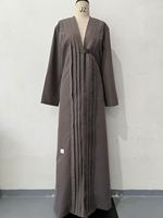 Robe Abaya Modeste Y298 pour le Ramadan et l'Aïd, Style Cardigan à Revers, Manches Longues, Tenue de Soirée pour Femmes Musulmanes