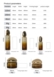 Hot bán 30g 50g 40ml 100ml 120ml xi lanh sang trọng Gradient Nâu sản phẩm chăm sóc da mỹ phẩm Chai Thủy Tinh Jar container Set - Product Image 2