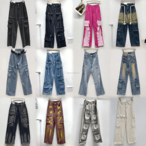 Pantalones de Trabajo para <span class=keywords><strong>Mujer</strong></span>, Gruesos, Retro, de Pierna Recta, con Múltiples Bolsillos, Cintura Media, Talla Grande, Corte Holgado - Product Image 5