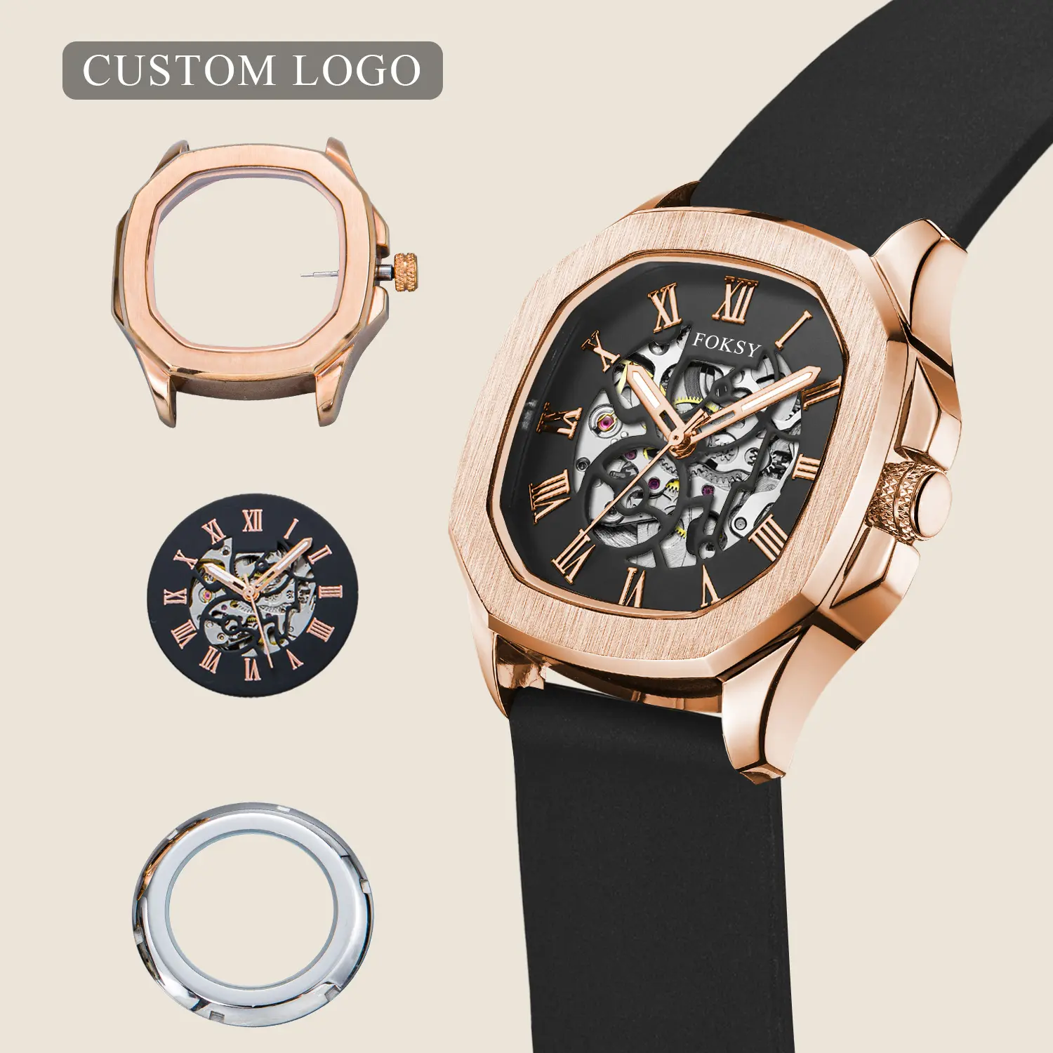 Montre Quartz pour Hommes de Luxe Ultra Étanche de Haute Qualité avec Logo Personnalisé Oem Marque Privée Vintage Automatique Vente en Gros