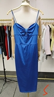 Derniers stocks : Robe moulante à bretelles pour femme, en satin patchwork, design midi, en solde.