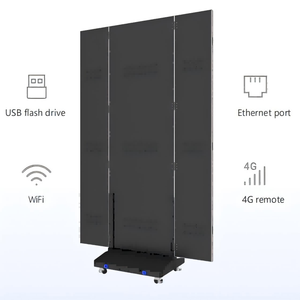 Afficheur LED portable pliable en trois parties avec roulettes 1280x1920mm, signalisation numérique double face pour salon professionnel - Product Image 3