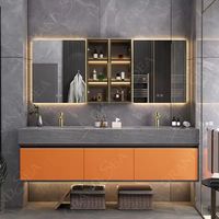 Meja rias kamar mandi wastafel wastafel wastafel ganda meja batu tulis mengambang gaya Eropa