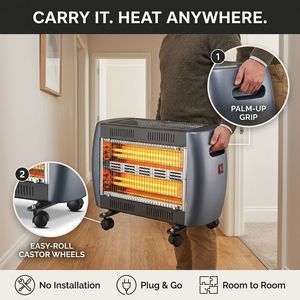 Chauffage infrarouge au quartz à économie d'énergie <span class=keywords><strong>2000</strong></span> <span class=keywords><strong>Watts</strong></span>, 5 éléments, chauffage rapide, radiateur électrique au sol pour l'hiver - Product Image 3