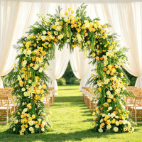 Arche florale artificielle de style pastoral Jardin de Monet pour cérémonie de mariage en extérieur et toile de fond photo