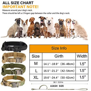 Ensemble laisse et collier pour chien en métal tactique durable, collier et laisse réglables pour animaux de compagnie, laisse pour chien de taille moyenne à grande, fournitures pour chiens - Product Image 2