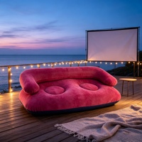 Canapé gonflable double avec accoudoirs et dossier, chaise de loisirs floquée pour 2 personnes, canapé gonflable portable pour tente extérieure