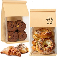 Sacs en papier pour boulangerie avec fenêtre transparente, écologiques et recyclables, pour sandwichs, donuts, croissants, pâtisseries, emballage blanc et brun, vente en gros, personnalisables avec logo