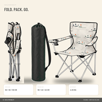 Chaise de camping à dossier haut en gros avec porte-gobelet latéral et logo et motif personnalisés pour spectateurs de sports de plein air