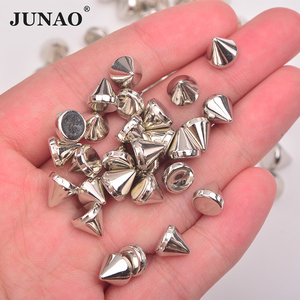 JUNAO Sil Ver Color Punk Spike Rivet Screw Bead Leather Craft Spots Rock DIY Me Tal Cone Studs pour vêtements, chaussures et décoration - Product Image 1