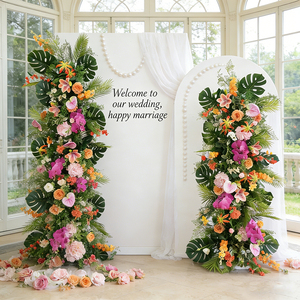 Conjunto de flores personalizadas para decoración de bodas, plantas, rosas, fondo floral para eventos de boda, decoración de fondo de escenario. - Product Image 3