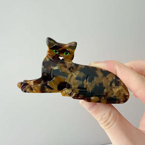 Pince à cheveux chaton créative, design animal mignon, en alliage et acétate, 8-9 cm, pour femmes, idéale pour les soirées. - Product Image 2