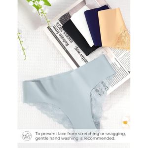 Ropa interior de encaje para mujer, bragas de talle medio, paquete de 5, estilo básico sin costuras - Product Image 3