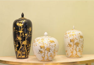 गोल्ड प्रदायक विंटेज सजावट के लिए सोने के फूल पैटर्न चीनी मिट्टी फूल गुलदस्ते सफेद चीनी मिट्टी के बरतन फूलदान कमरे में रहने वाले - Product Image 6