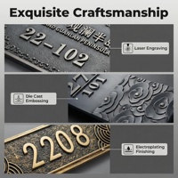 Plaque de numéro de maison en métal 3D personnalisée, finition vintage, luxe, résistante aux intempéries et à la corrosion