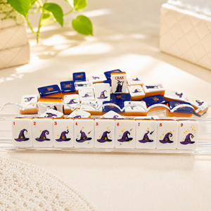 Juego <span class=keywords><strong>de</strong></span> Mahjong <span class=keywords><strong>de</strong></span> Halloween con 160 Fichas, Estilo Gótico Hocus Pocus, Juego <span class=keywords><strong>de</strong></span> Mahjong Acrílico Espeluznante con Estuche <span class=keywords><strong>de</strong></span> Arañas, Regalo para Fiestas - Product Image 3
