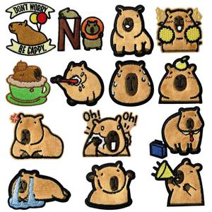 New Stock <b>Iron</b> on /self Sticker Embroidered Cute Capybara Patch for T-shirt Hoodies Hat Decoration - Product Image 1