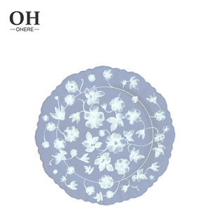 Service de vaisselle en porcelaine fine vintage bleue Ouhe, assiettes irrégulières, location de mariage, vaisselle en céramique, vente en gros - Product Image 4