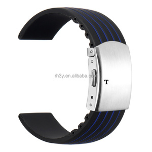 Bracelet de remplacement en caoutchouc silicone respirant Beyourself/Heritage avec motif textuel coloré et logo pour montres de 18 à 24 mm - Product Image 4