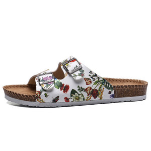 Sandalias planas con hebilla doble para mujer, chanclas <span class=keywords><strong>de</strong></span> corcho con correa <span class=keywords><strong>de</strong></span> flores, nuevo estilo - Product Image 4