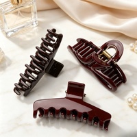 Pince à cheveux tendance en acrylique Ume OEM, grande pince à griffes bordeaux, accessoires de mode rapide pour femmes automne-hiver, fournisseur