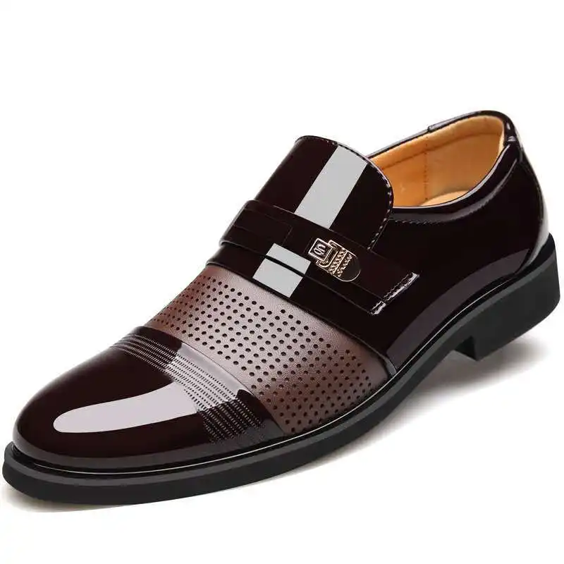 New hollow loafers men's business breathable pu leather shoes men's dress shoes   oxford