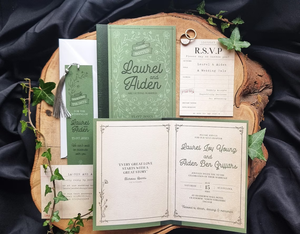 Juego de Invitaciones de Boda con Diseño de <span class=keywords><strong>Libro</strong></span> de Cuentos de Hadas, Estilo Floral Delicado, con Folleto Vintage y Marcador - Product Image 6