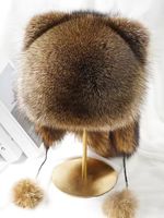 Chapeau de trappeur en vraie fourrure de raton laveur avec oreilles de chat pour femme, chapeau d'hiver en fourrure véritable avec cache-oreilles, chapeau chaud de luxe en vraie fourrure, OEM ODM, faible MOQ