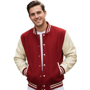 Veste universitaire pour homme en mélange de laine avec manches en cuir, style preppy, veste de collège, tailles XS-5XL - Product Image 1