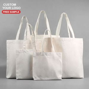 Custom Logo Reusable Shopping <b>Canvas</b> Tote Bag <b>Plain</b> Design Women Cotton Shoulder Bag Self Fabric Handle <b>Canvas</b> Bag - Product Image 3