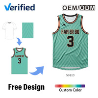 Seragam Jersey Basket Desain Kustom Bolak-Balik Sublimasi 2 Sisi Bahan Mesh untuk Liga Sekolah
